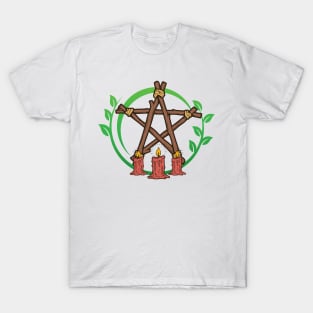 Wooden pentagram with candles T-Shirt
